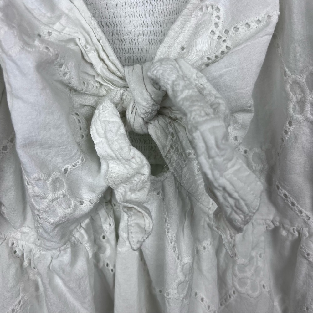 Cleobella Leona Mini Dress - Ivory S Eyelet Smocked Ruffle - Picture 7 of 12